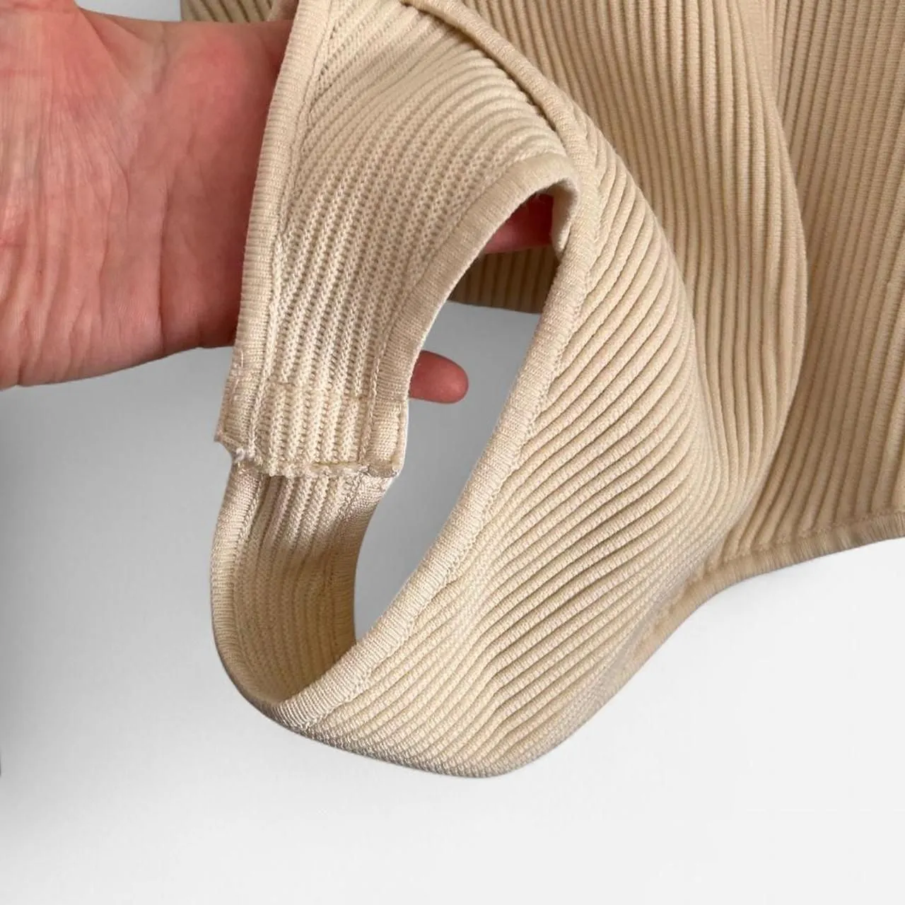 Restyled Cream Ribbed Knit Layered Bodysuit + Half Sweater Set – Size 6 / M 🤍✨ Tan - Image 6