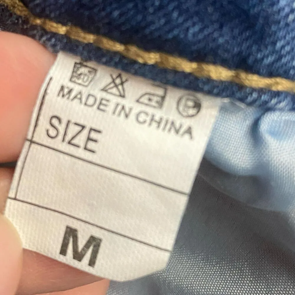 Women's Fringe Shorts Distressed Denim Short Size M Blue Grunge Handcut Size M - Image 9