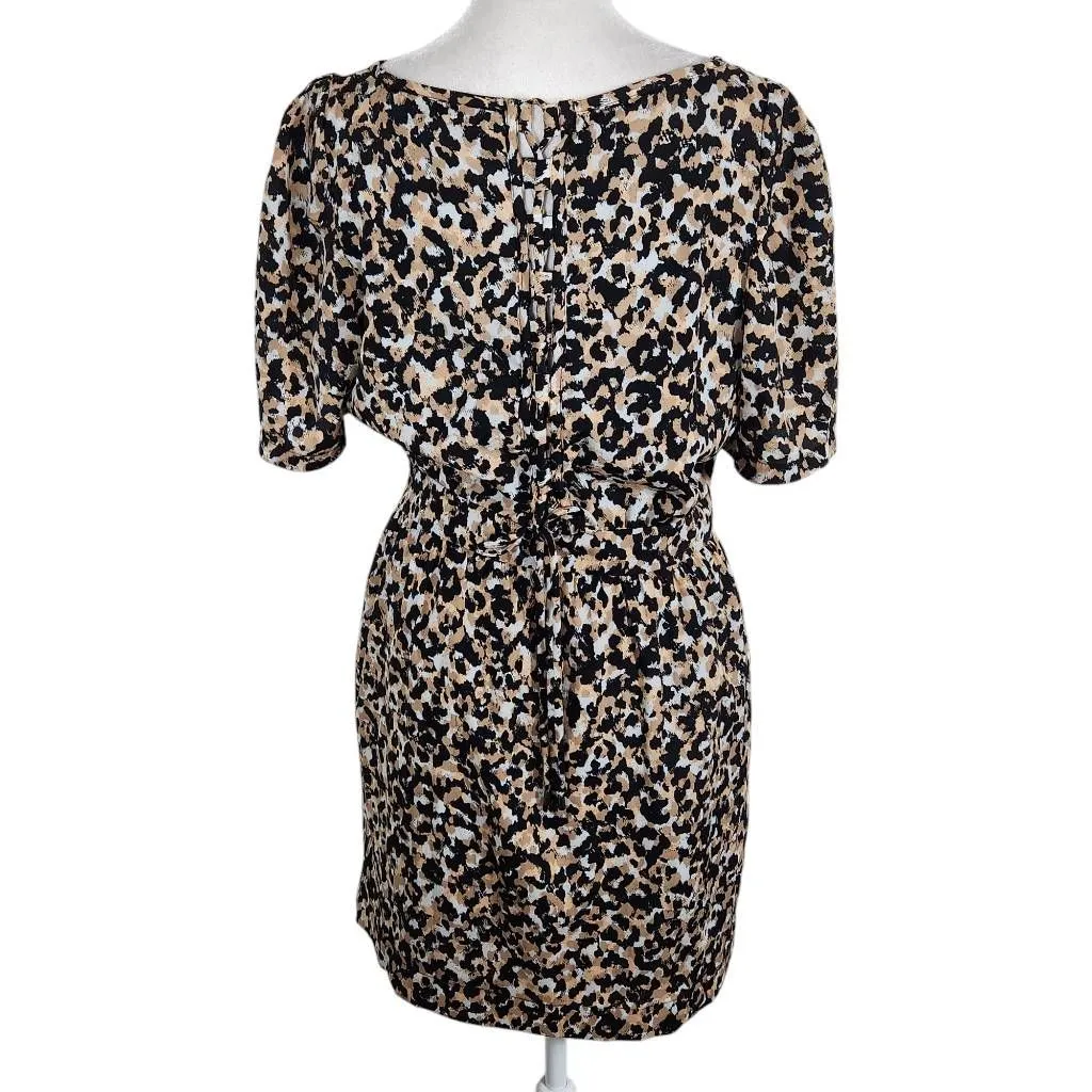 BCBGeneration Animal Print Lace-Up Back Mini Dress Size 8 Black and Tan Dress - Image 2