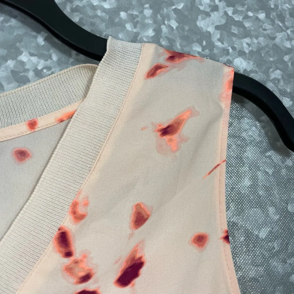 Worthington Pink Abstract Floral Sleeveless Chiffon Top - Size Small - Rib Neck - Image 2