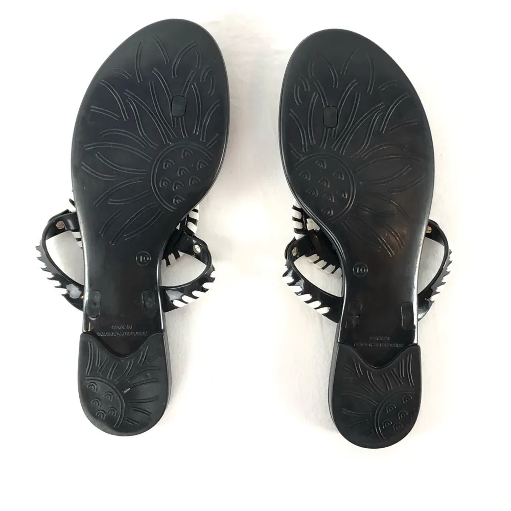 Jack Rogers Georgica‎ Jelly Plastic Flip Flop Sandal in Black White Size 10 - Image 4