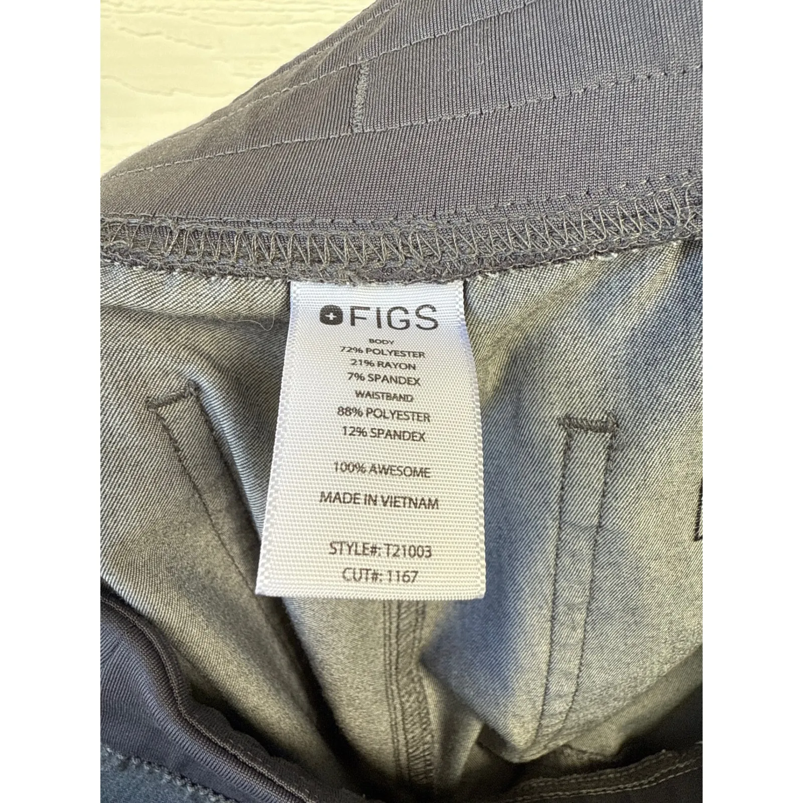 FIGS Technical Collection Livingston Heather Grey Scrub Pants Size XS - Image 3