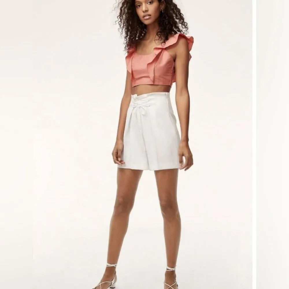 Aritzia Wilfred Sandrine Rose Cropped Ruffled Top Sz 0 Cottagecore Coquette - Image 7