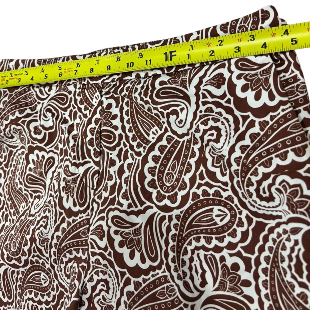 NWOT Boden Pull On Ankle Trousers Red Oak Summer Paisley Brown White Straight 10 - Image 9