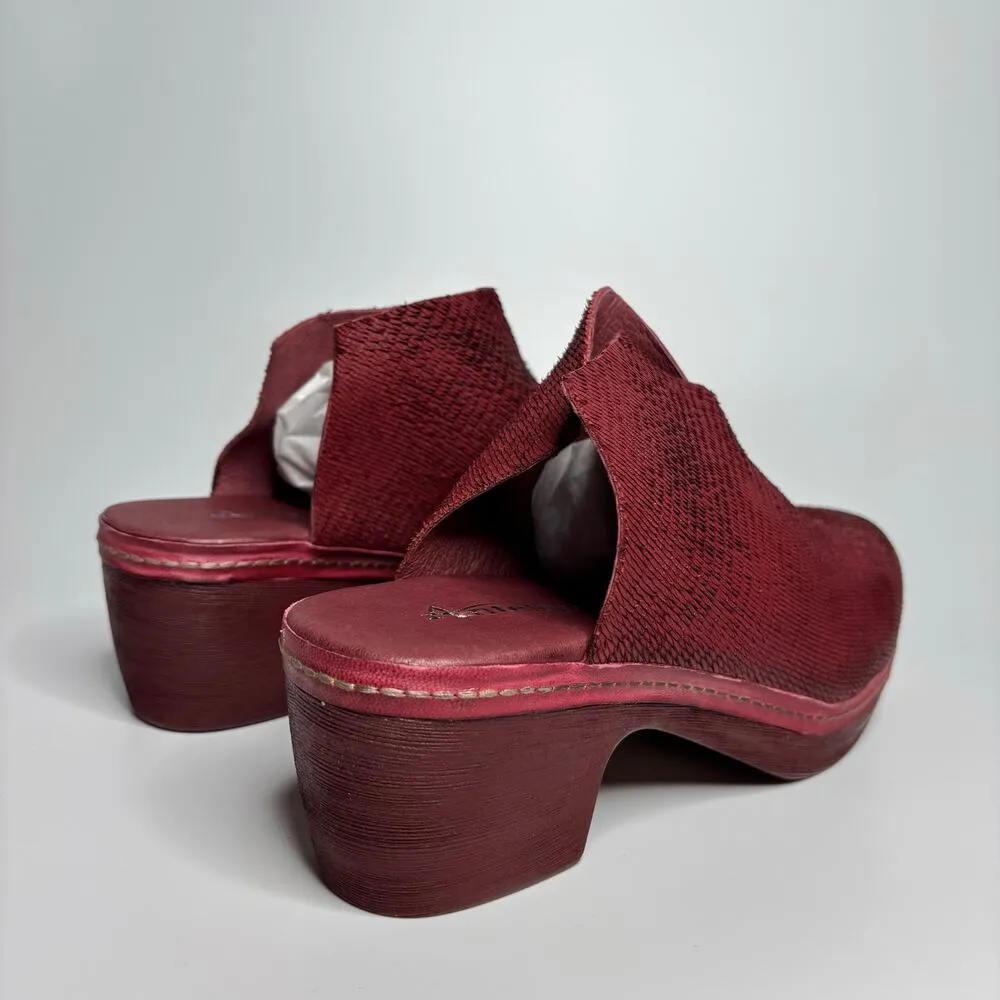 Antelope Astrid Razor Leather Wedge Mules in Bordeaux - Image 4