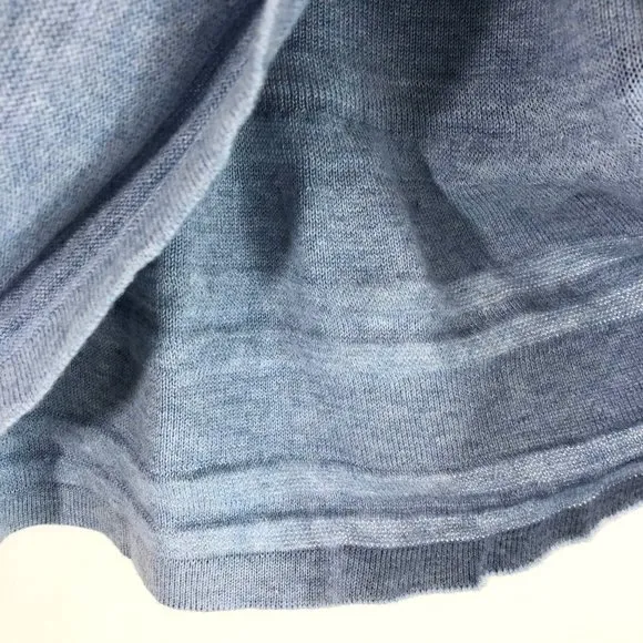 New Sheer Stripe Knit Top Bell Sleeve Peplum Blue - Image 10