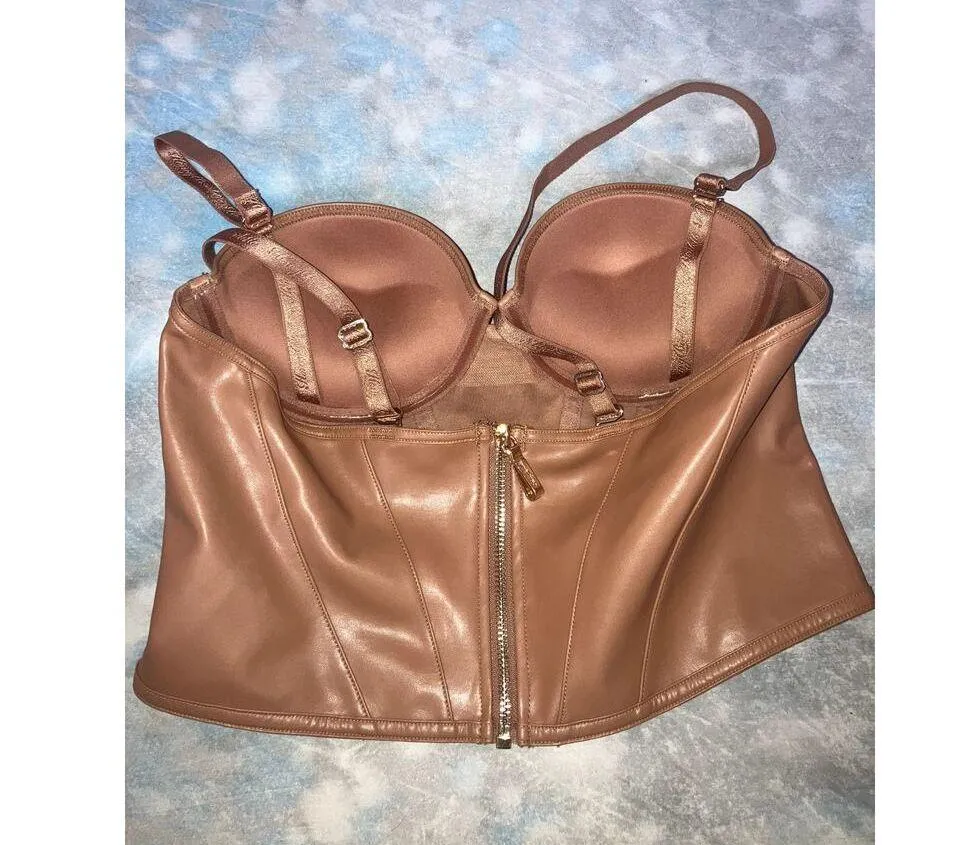 HONEY BIRDETTE Emily Bustier Thong Panty Set Toffee 30DD XS NWT SEXYLUX LINGERIE Gold Size undefined - Image 11