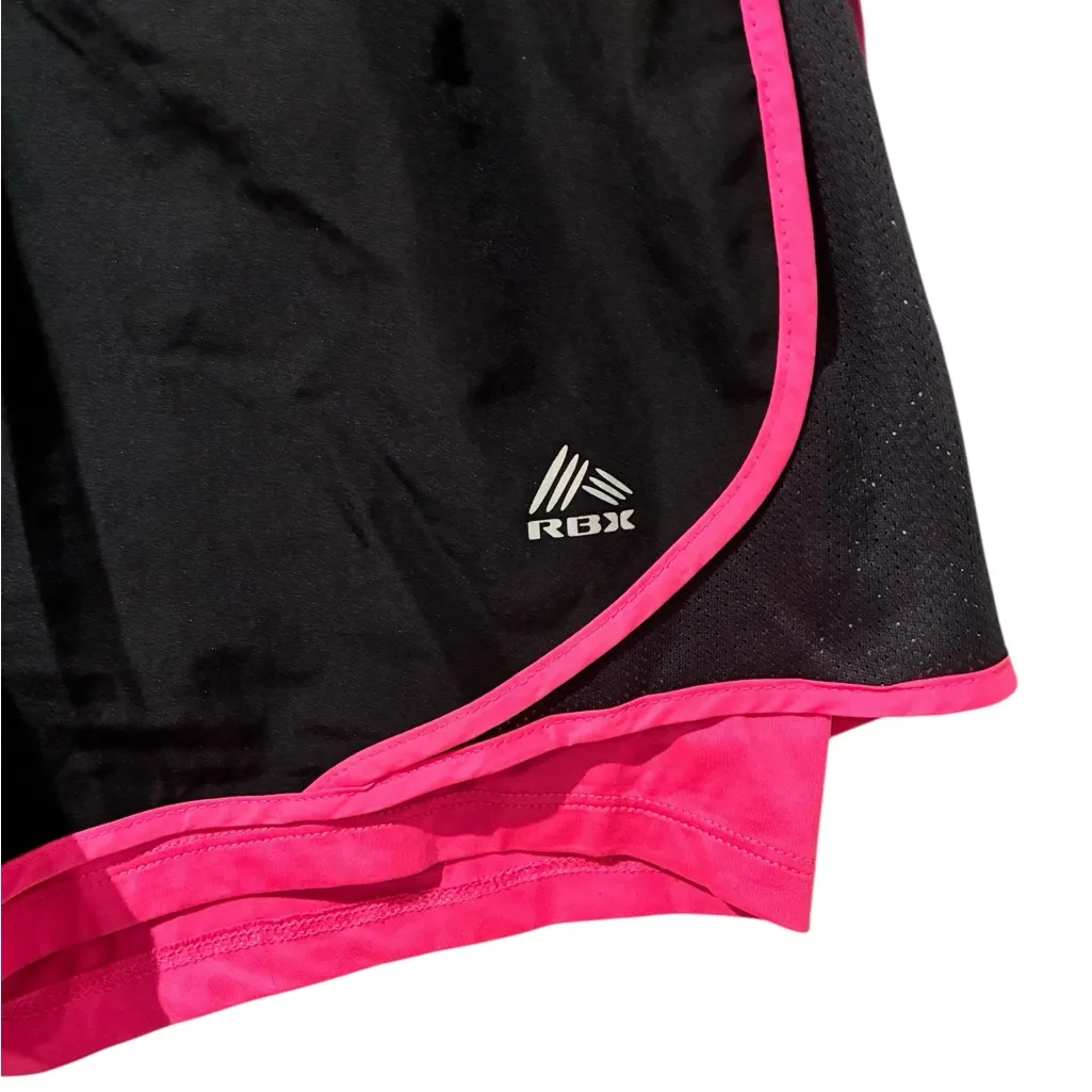 RBX Women's Athletic Shorts in Black with Pink Trim w/Biker Shorts Inside Size L - Image 2