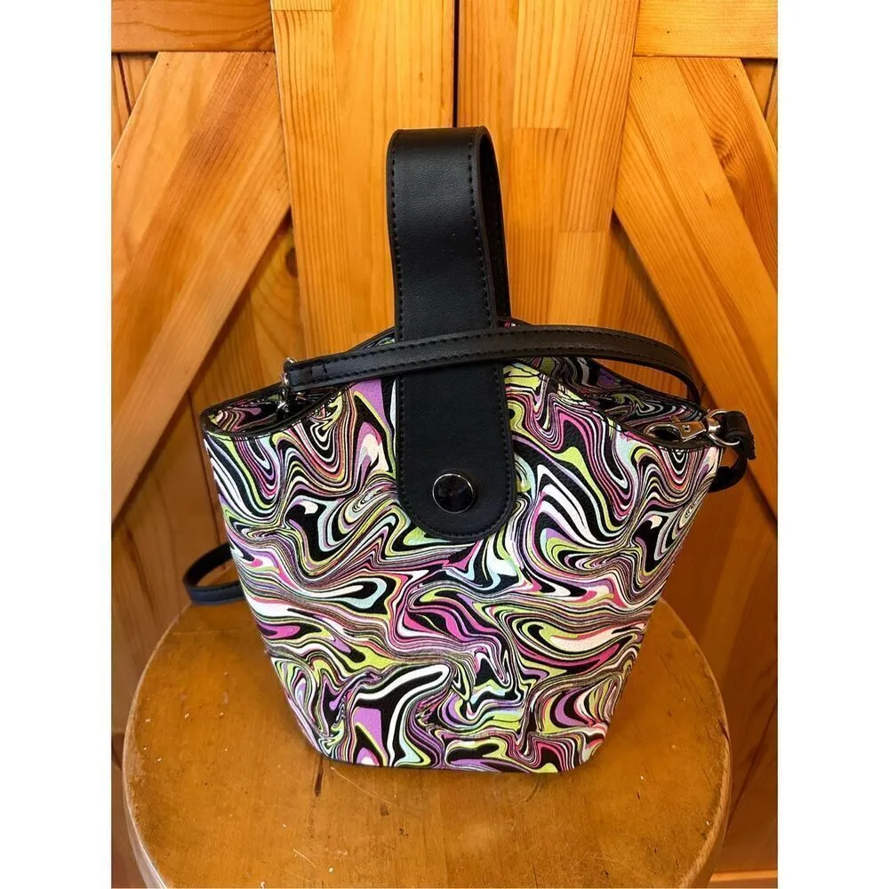 No Boundaries Multicolored Bucket Bag Abstract Color Swirl ￼ - Image 2