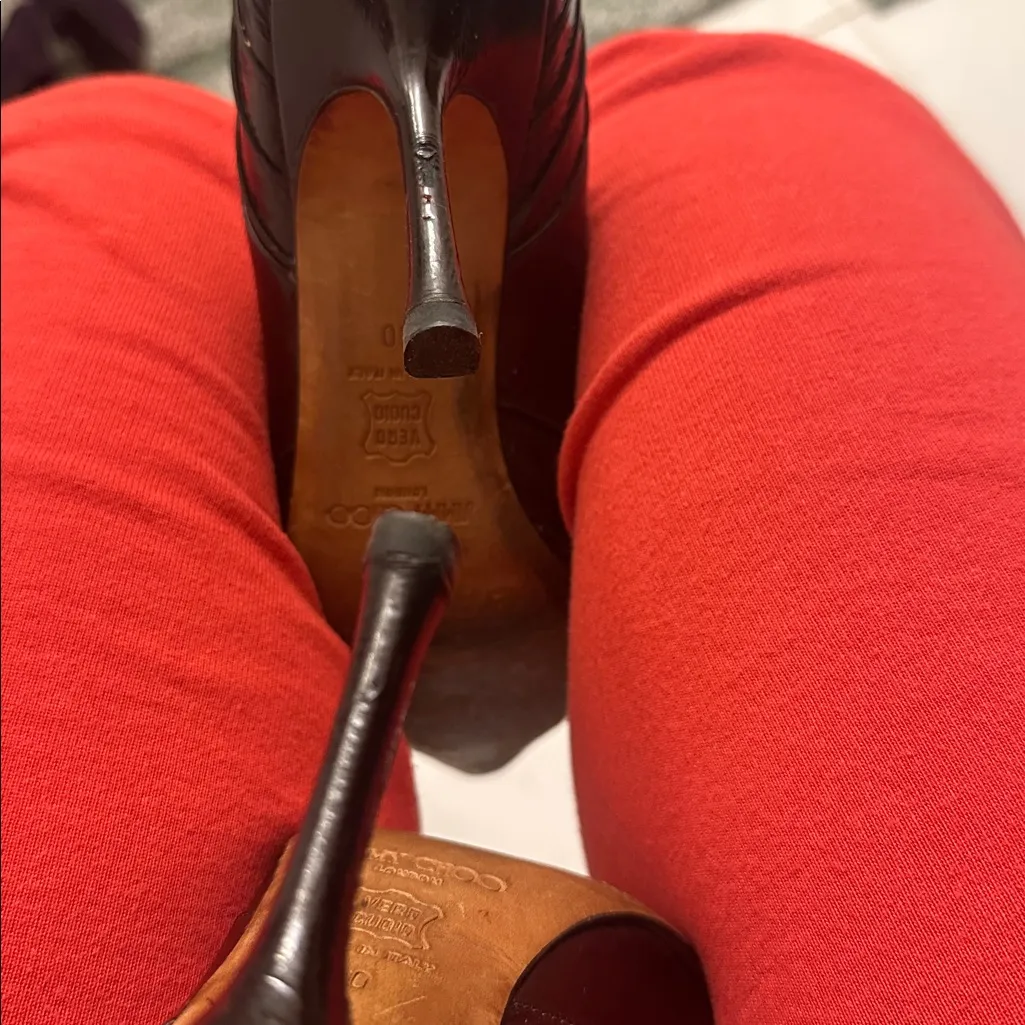 Jimmy Choo brown raisin Merlot shirred patent heels size 40 9.5 EUC hot! $750 - Image 14