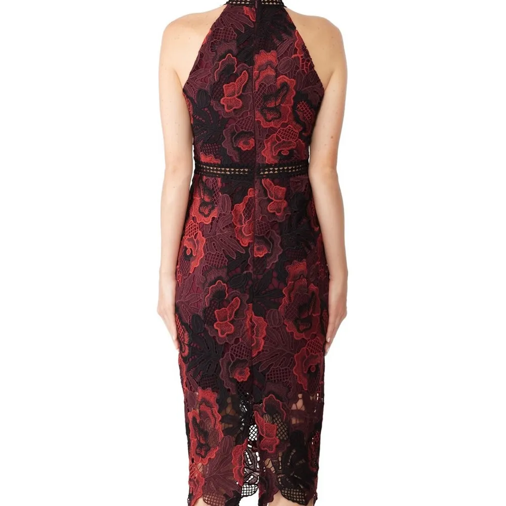 Alexia Admor Burgandy Lace Midi Sheath Dress - Image 2