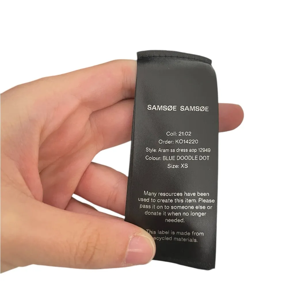 SAMSOE Navy and White Polka Dot Mini Dress XS - Image 6