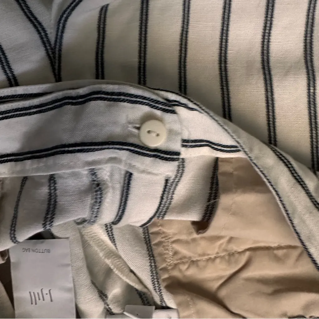 J.Jill Cream Navy Stripe Linen Blend Straight Leg Pants 6P Petite NWT - Image 7