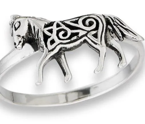 Sterling Silver Filgree Horse Ring Size 7 - Image 3