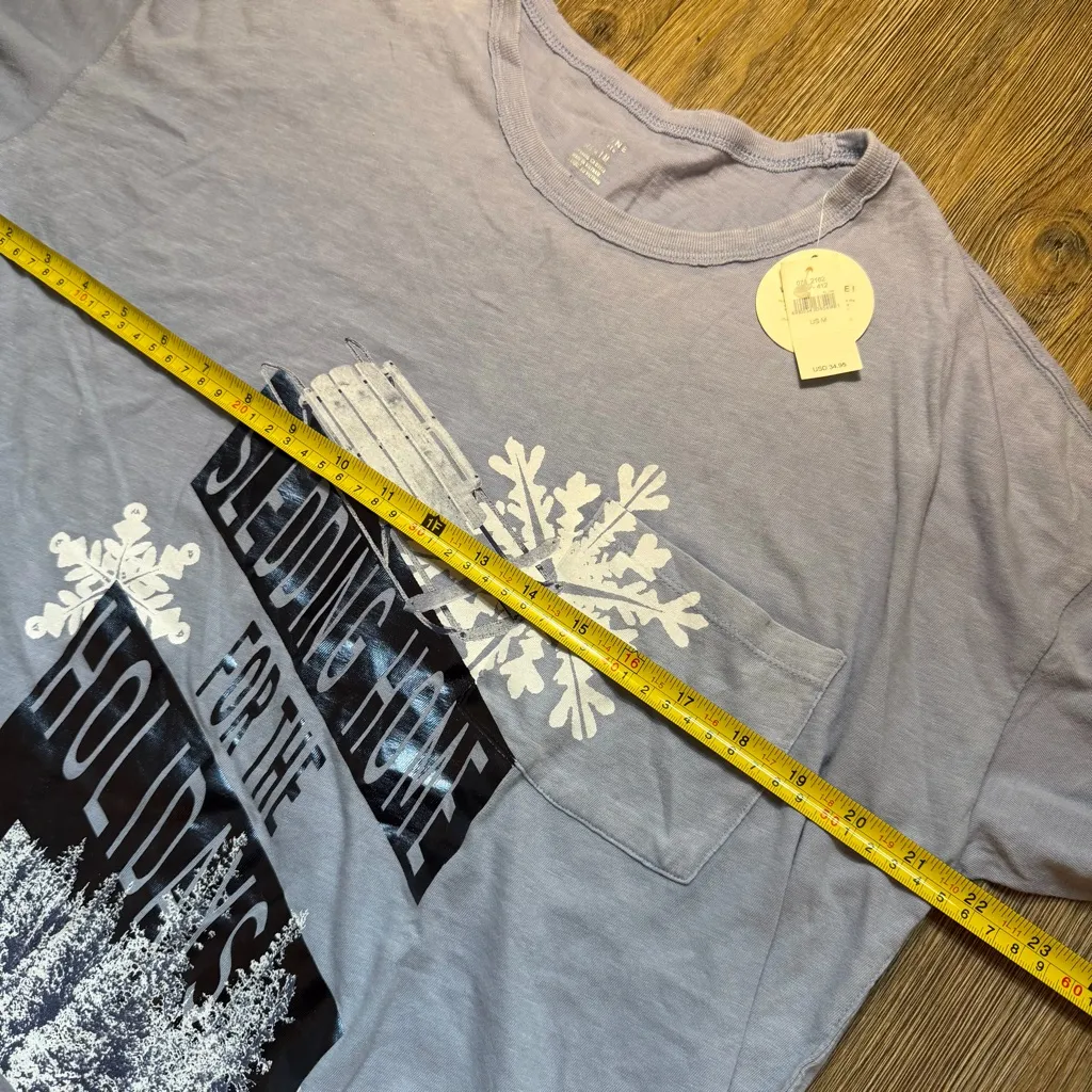 NWT Offline by Aerie Sledding Home for the Holidays Blue Winter Snowflake Tee - Image 8
