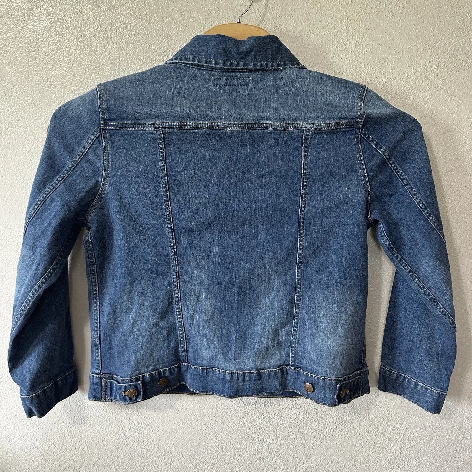 Garnet Hill Denim Jacket Women's Size 14 Blue Jean Organic Cotton Trucker - Image 3