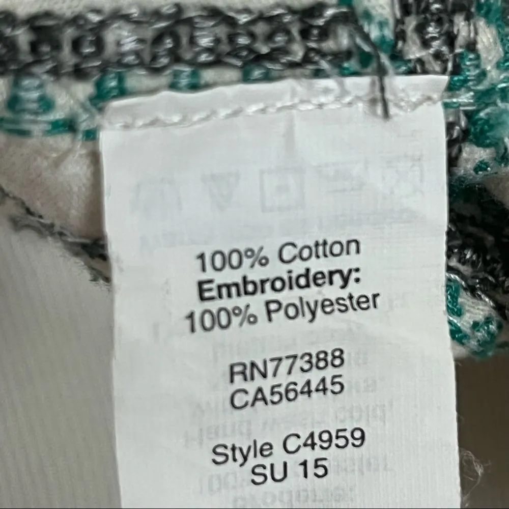 Madewell Cream And Navy Boho Embroidered Relaxed Tank With Fringe M - Image 6