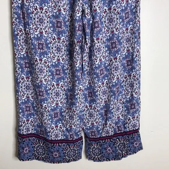 Loft Fluid Wide Leg Crop Pants in Medallion Linen Blend ladies size medium - Image 12