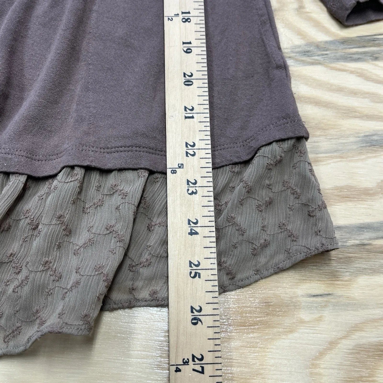 Logo By Lori Goldstein Stretch Tunic Blouse Size Medium Goblin Earthy Lace - Image 12