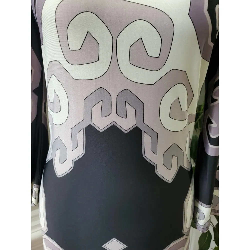 White Mark Women Multicolor Polyester Round Neck Long Sleeve Knee Length Dress M Size M - Image 3