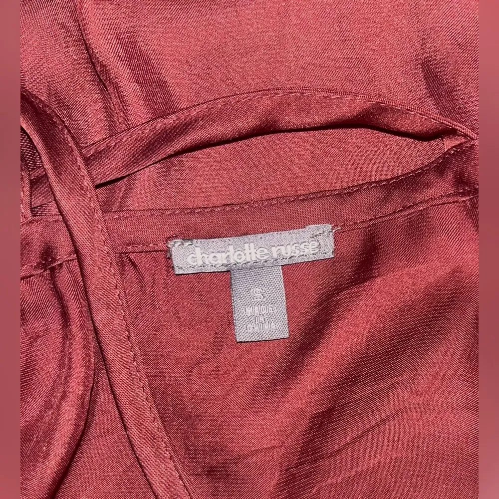 Charlotte Russe Maroon Flowy Ruffle Cross Back Tank Top - Image 7