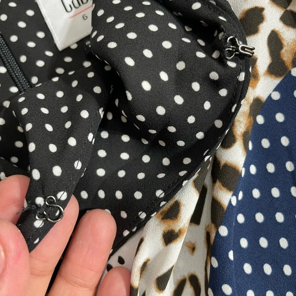 Cabi Chiffon Animal Print Polka Dot Faux Wrap Sleeveless Blouse Size 6 Women Q55 - Image 12