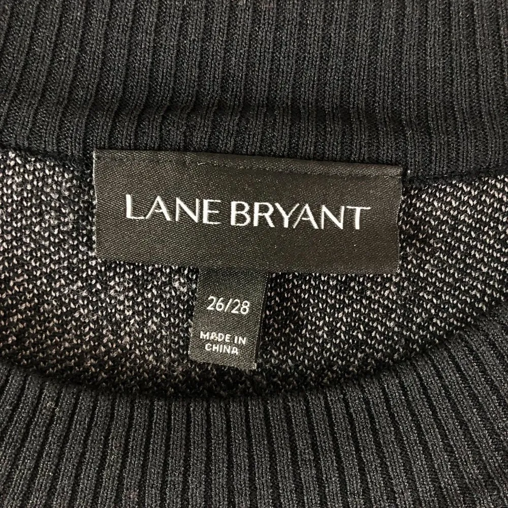 Lane Bryant Womens Crewneck Sweater Tunic Geometric Black White Gray 26/28 - Image 4