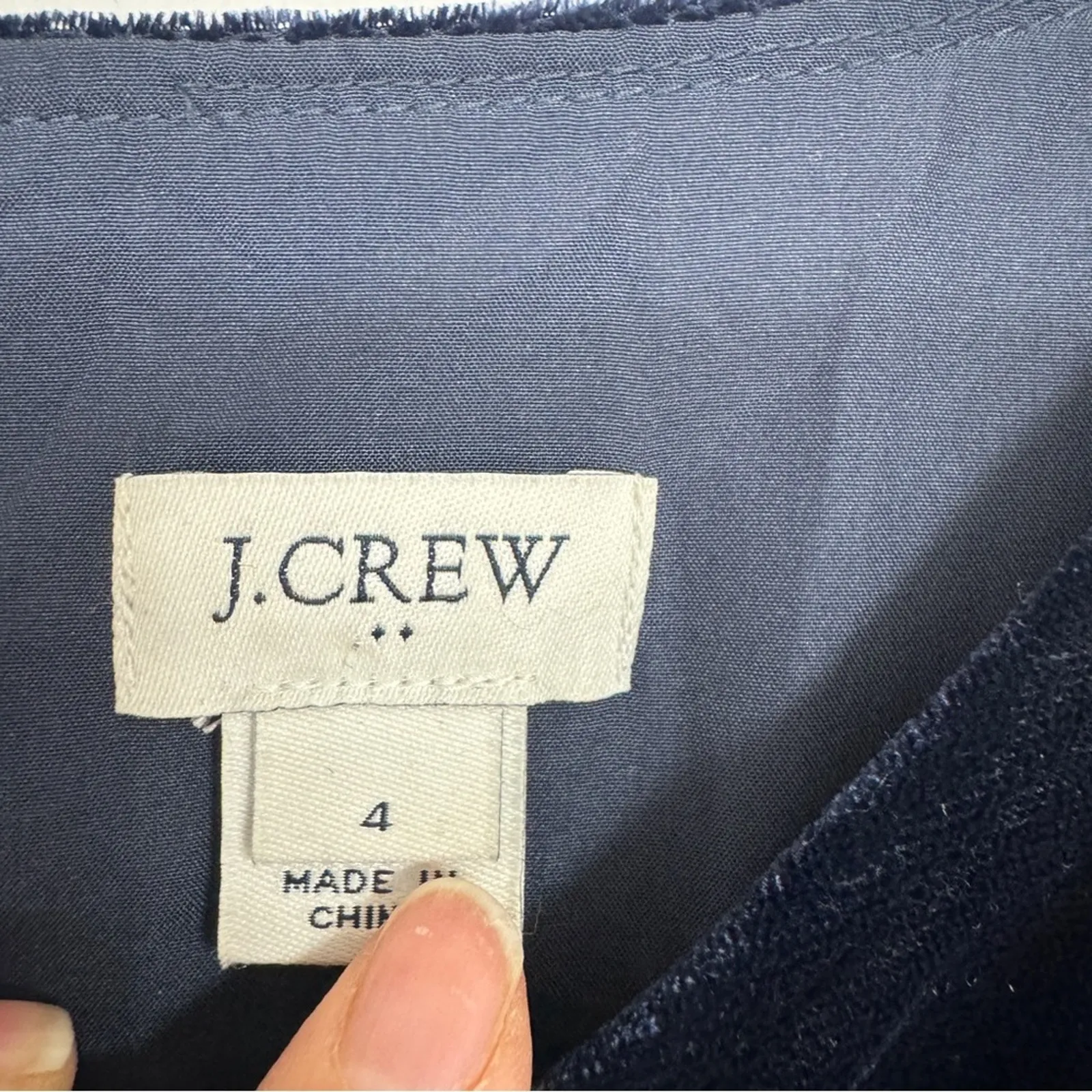 J Crew Blue Velvet Mini Dress Womens 4 Casual Fall Long Sleeve Classic Preppy - Image 2