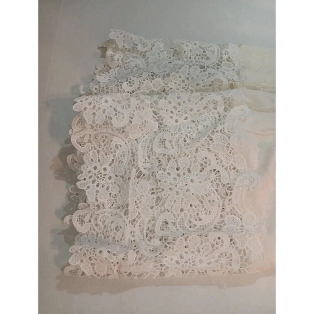 Motherhood Off White Boho Floral Lace Trim Lined Maxi Maternity Dress Medium - Image 13