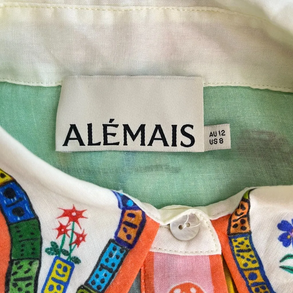 NWOT ALÉMAIS Ramie Balloon Sleeve Pleated Maxi Shirt Dress Long Sleeves Sz 8 - Image 12