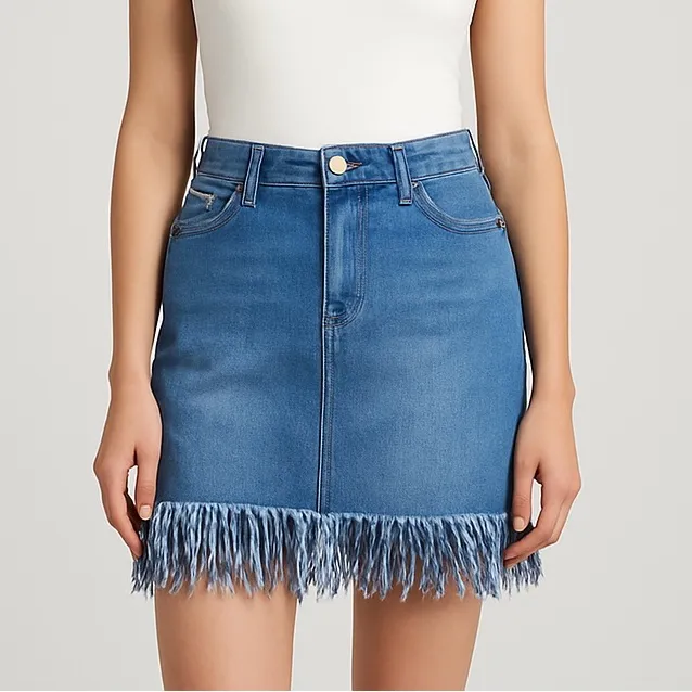 Boomboo Jeans Fringe Hem Denim Skirt Blue Women’s Size M Size M - Image 3