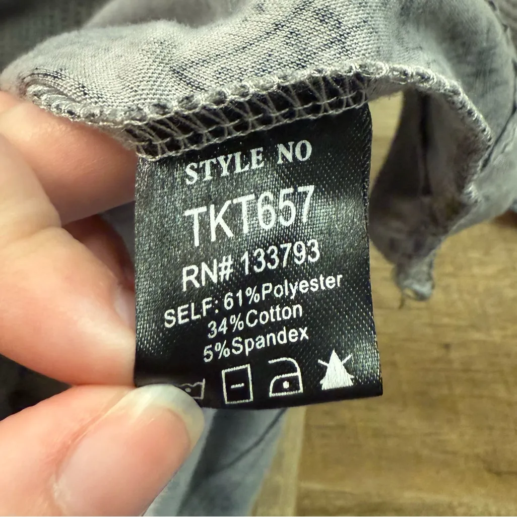 POL Bandana Printed Henley Blouse with Hood in Black & Grey Women’s Size Small - Image 7