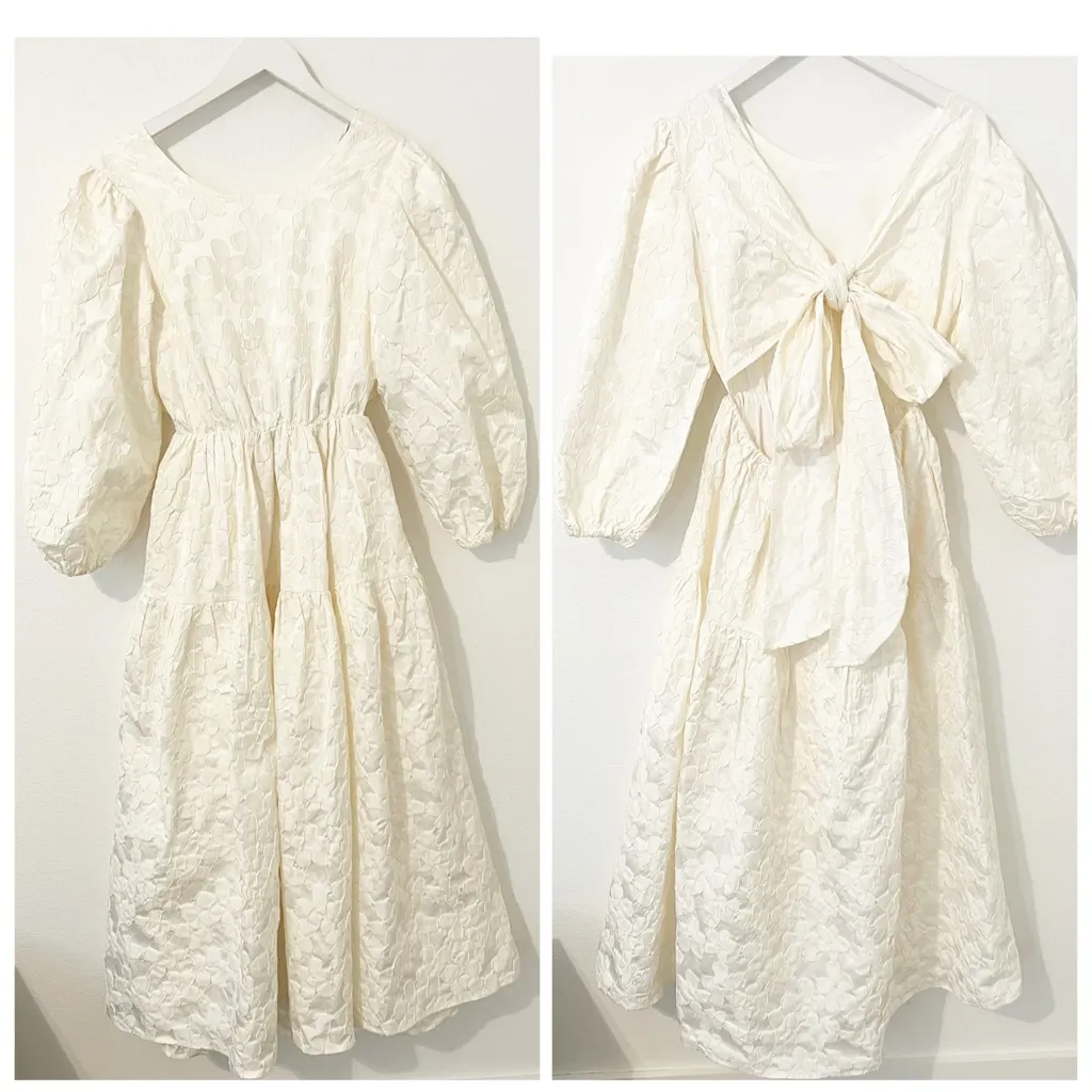 Sister Jane Bale Jacquard Midi Dress Cream Bridal Womens Small S White - Image 3