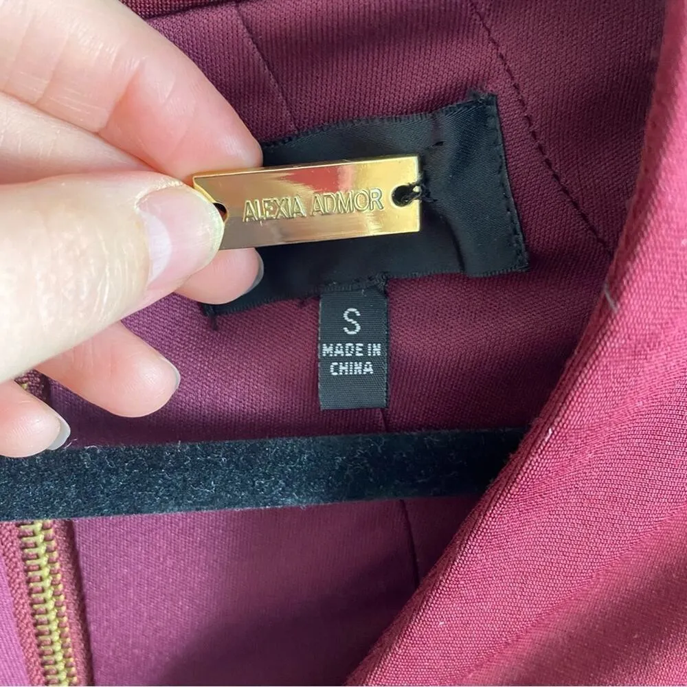 Alexia Admor Adelyn Burgundy A Line V-neck Dress Size Small - Image 5