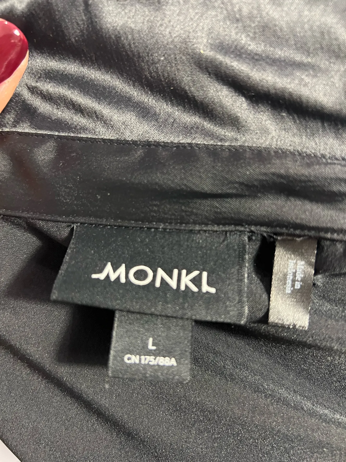 Monki black satin jumpsuit with tie  - Image 5