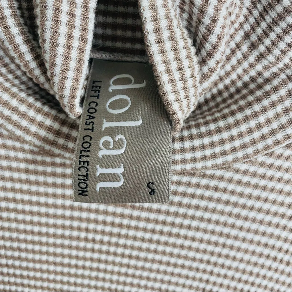 Dolan Left Coast Anthropologie Striped Snap Turtleneck Beige size S White - Image 9