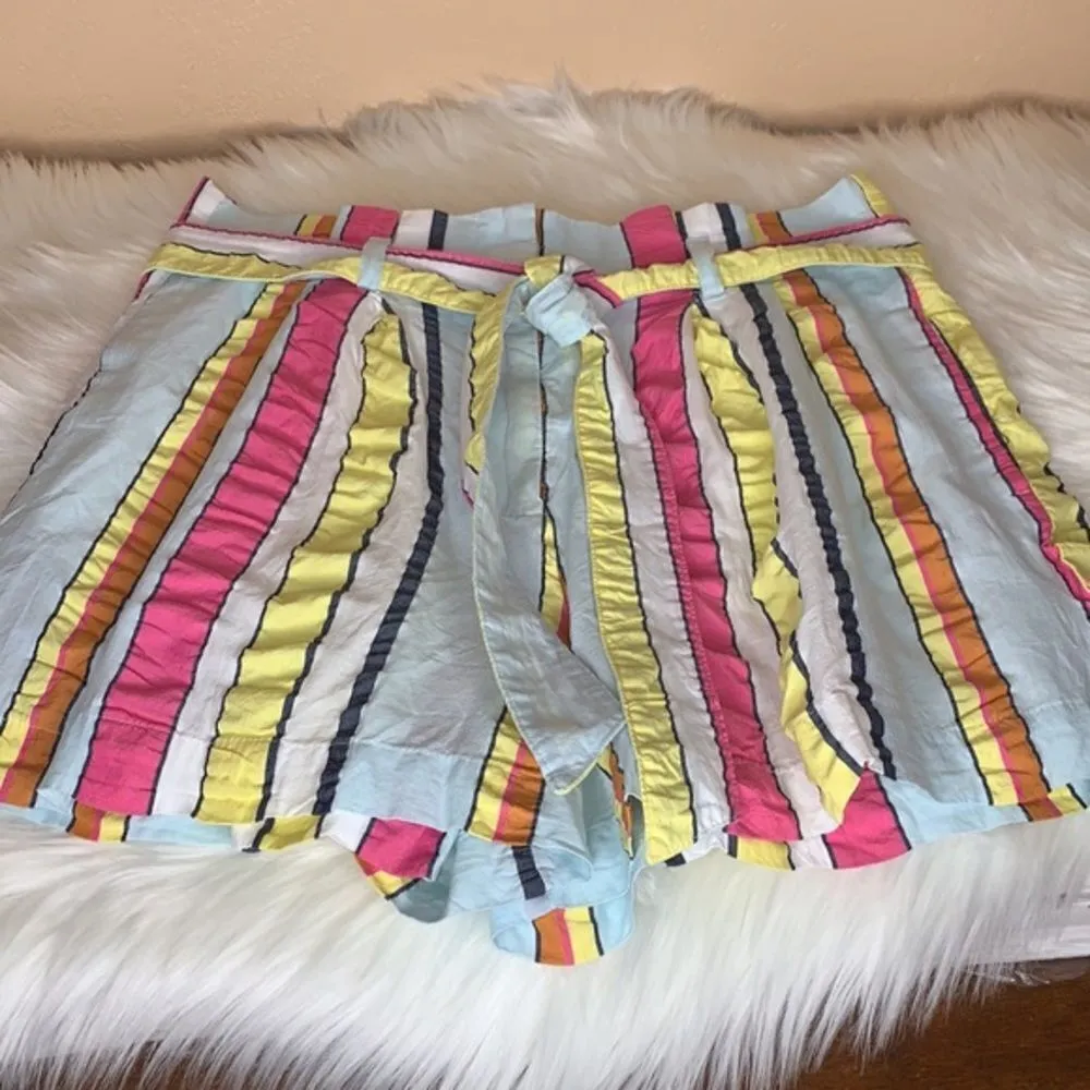 J. Crew Paper Bag Seersucker Stripe Ribbon Shorts Size 10 - Image 6