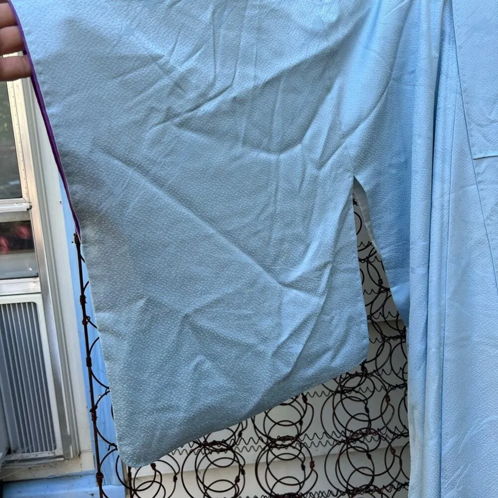 Vintage blue Asian box sleeve kaftan monk robe purple ombré Size L - Image 3