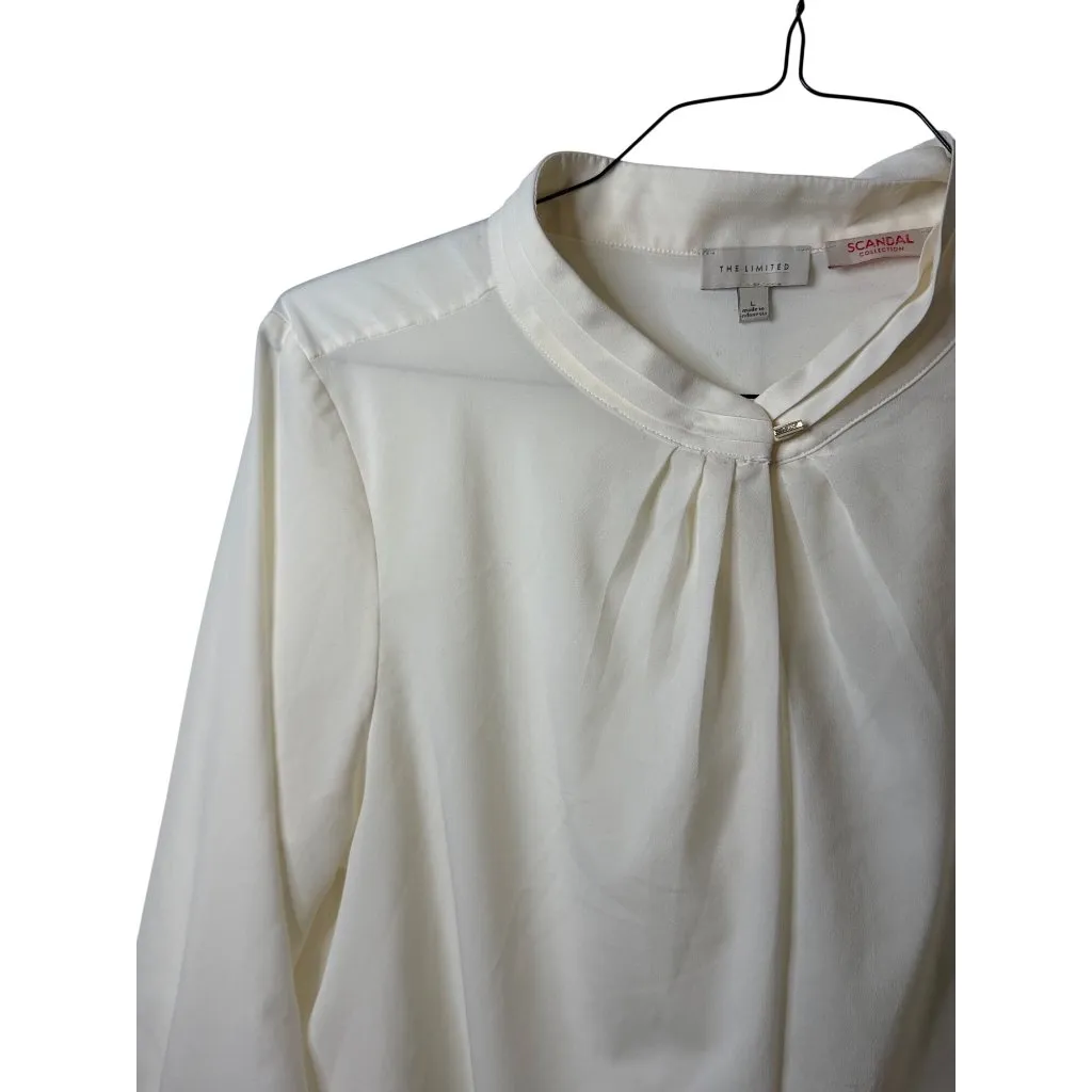 The Limited Scandal Collection Womens Large Blouse Ivory Cream Pleated Front Top - Image 5