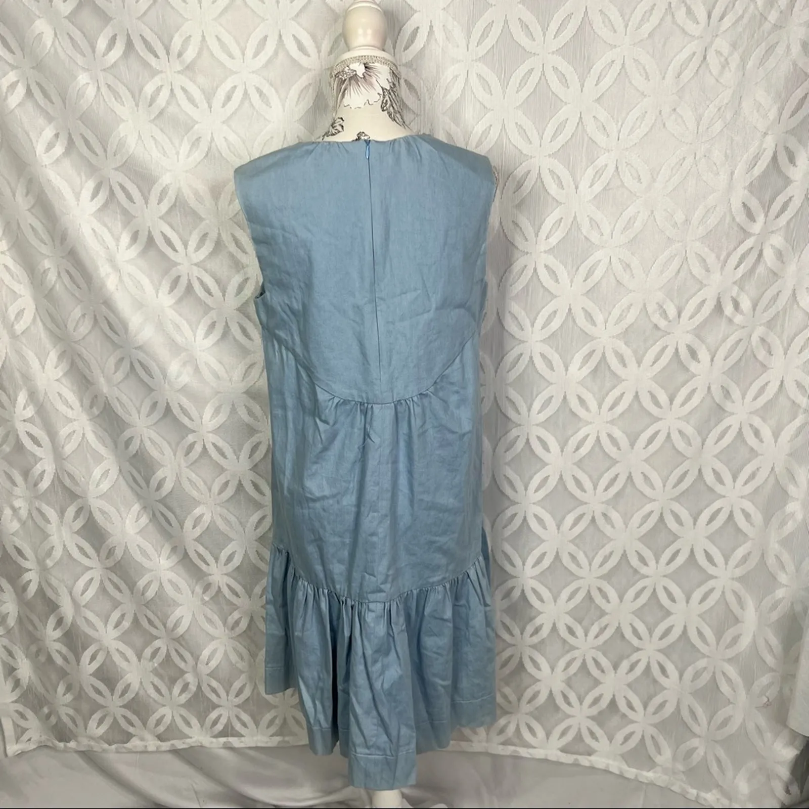 Harper Denim Chambray Tiered Sleeveless Babydoll Dress Jumper‎ Size M NWT - Image 9