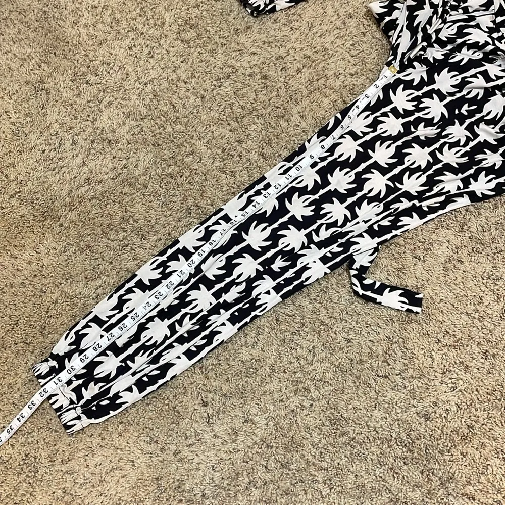 Diane Von Furstenberg Silk Jersey Knit Wrap Jogger Jumpsuit Palm Tree Size 14 - Image 12
