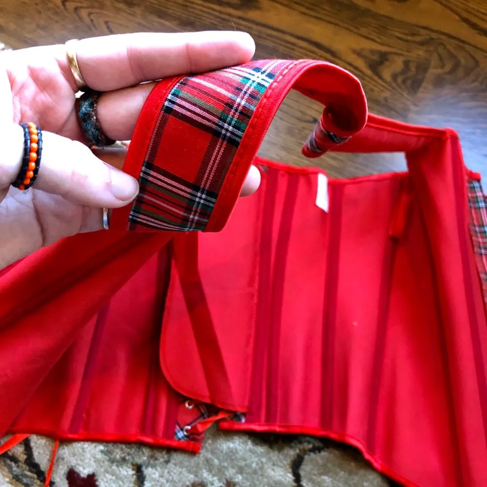Cute Laced Corset Plaid Red Size M - Image 5