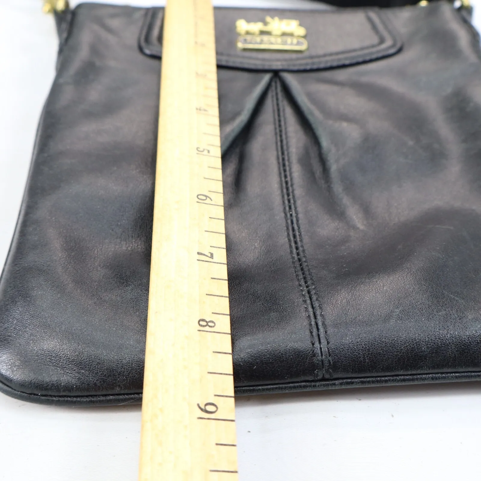 Coach Madison Black Vintage Leather Swing Pack Cross Body Women Bag 44384 - Image 5