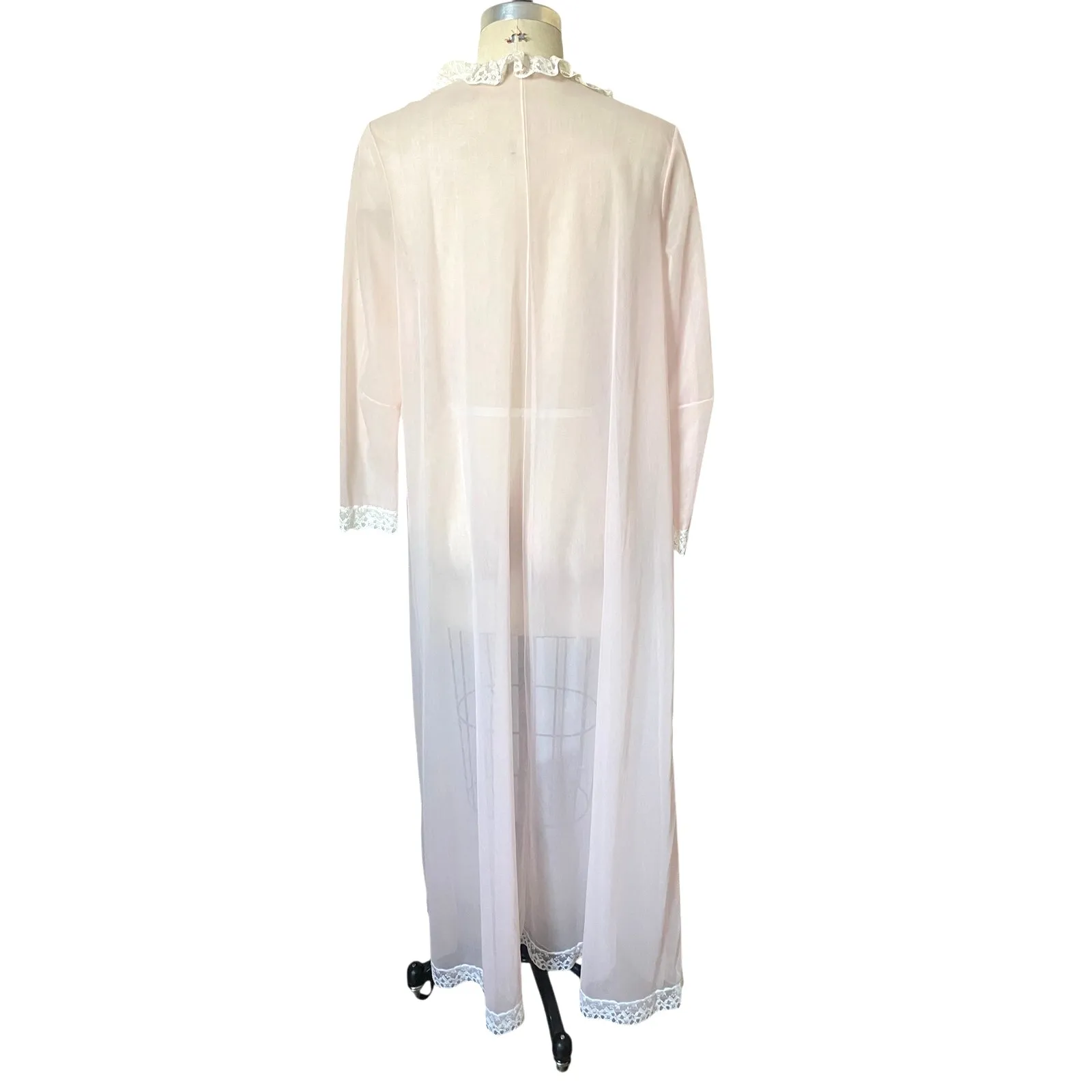 Vintage Vanity Fair Slip and Robe Set in Pale Pink Nylon Chiffon Size 34/ Medium - Image 7