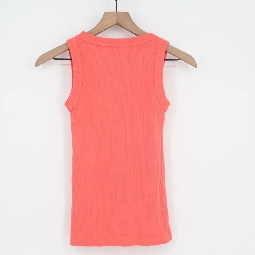American Giant Ribbed Tank Top Coral Orange Racerback XS Made in USA - Image 5