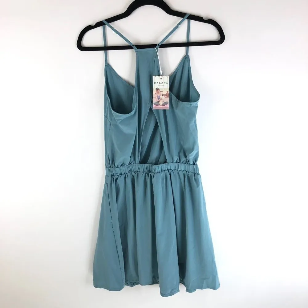 Halara Breezeful Adjustable Strap Cut Out Side Pocket Pleated Mini Dress Blue XS - Image 7