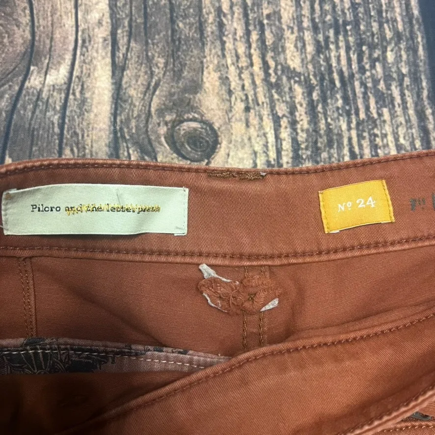 Pilcro Women's Brown/Burnt‎ Orange Skinny Fit Mid Rise Jeans Size 24 Casual Fall - Image 2