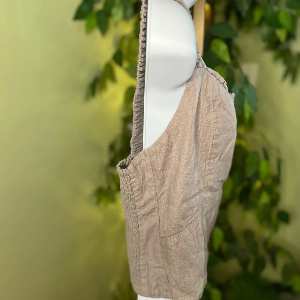 ABERCROMBIE & FITCH Linen Blend Cropped Tank Top with Smocked Back NWT XL - Image 5