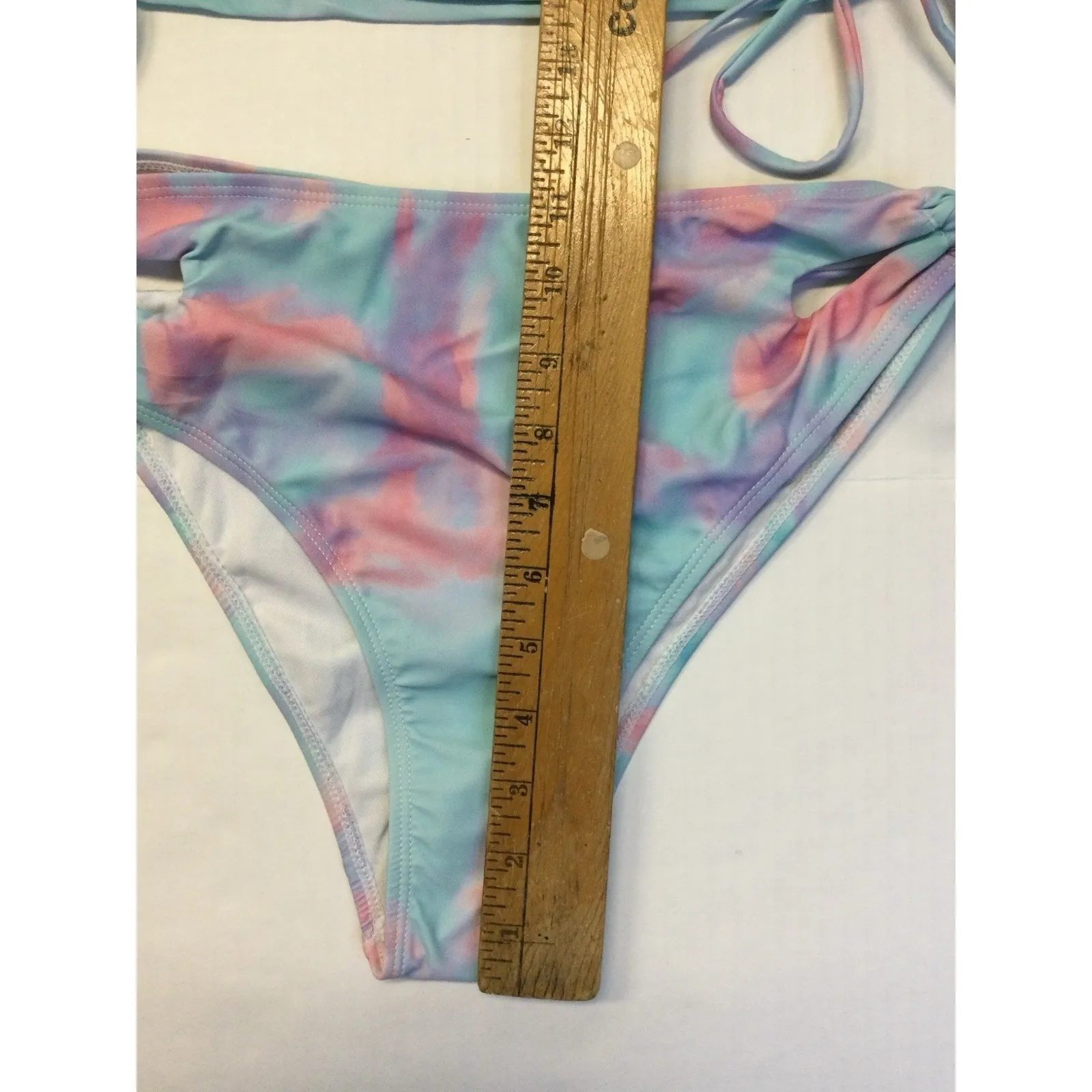 Women's Swimsuit 2 Piece Size Medium Bikini Bottom With A Short sleeve Top Blue - Image 4