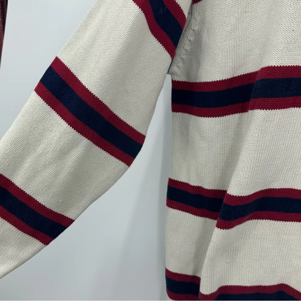 Tommy Hilfiger Vintage Style Dad Sweater Size Medium Striped Streetwear - Image 5